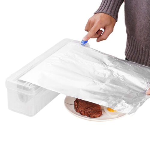 Cling Film Foil Cutter Dispenser Refillable Saran Wrap Holder Food Wrap Storage