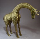 LOT OF 5 PAINTED CARVED WOOD & BRASS & JOINTED DECORATIVE GIRAFFE SCULPTURES NR — photo 7