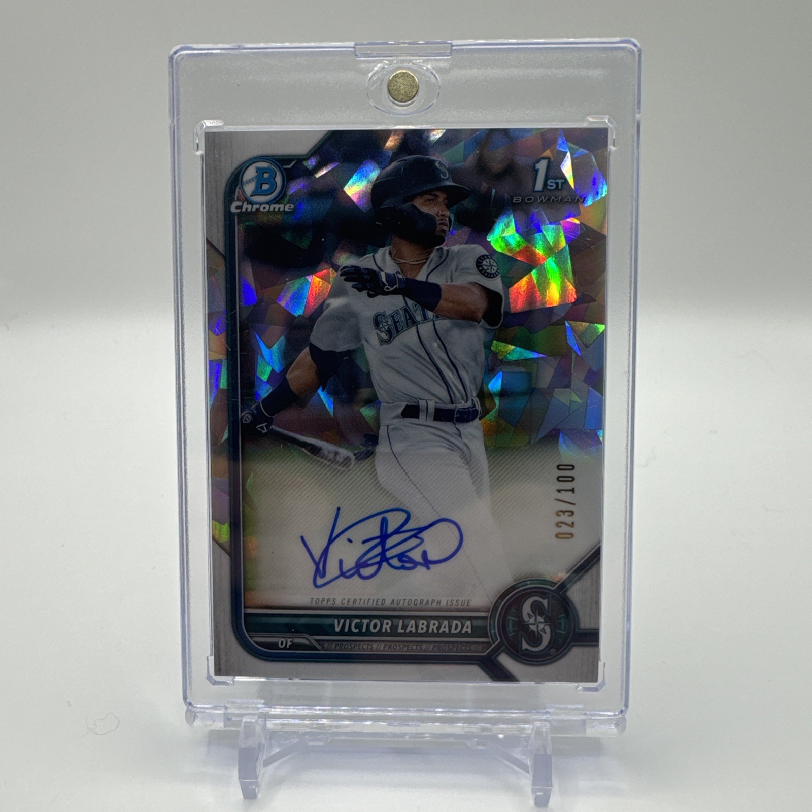 VICTOR LABRADA 2022 Bowman Chrome 1st Atomic Refractor AUTO /100 MARINERS