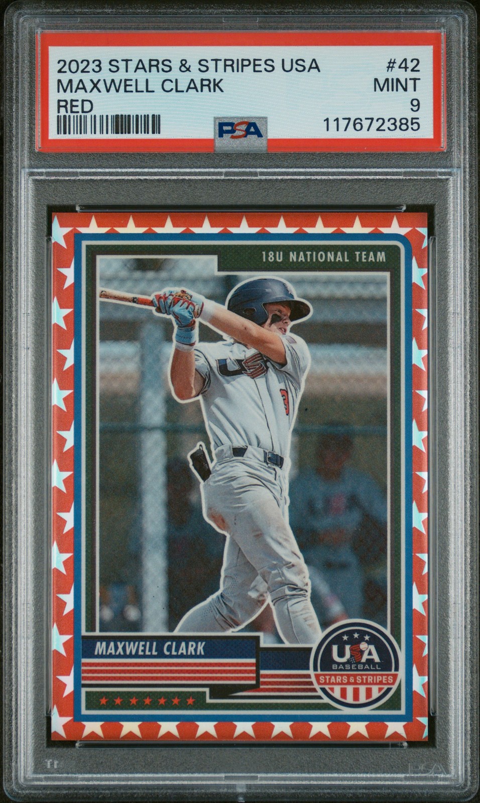 2023 PANINI STARS & STRIPES USA RED #42 MAXWELL CLARK 107/149 PSA 9