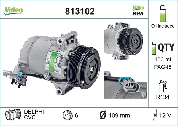 Kompressor Klimaanlage Valeo CORE-FLEX 813102 FüR Zafira Opel A05 Astra A04 12V-image