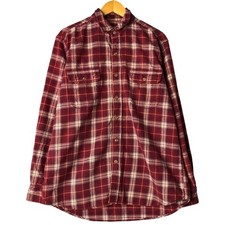 Used FIELD AND STREAM long-sleeved heavy flannel check shirt men's size L eq...