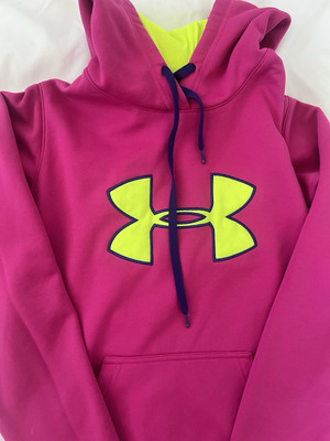 Under Armour Sweater Womens Size S Cold Gear Storm Hot Pink Neon Yellow Hoodie