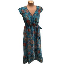 Band Of The Free Women’s Faux Wrap Maxi Dress Size Small Floral Boho Peasant