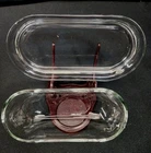 Vintage Oval Domed Lid Clear Glass Stick Butter Dish