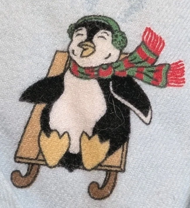 Classic Elements Woman 2 Pc Flannel Baby Blue Penguins Winter Pajama Set  NWT 3X - Image 2 of 4