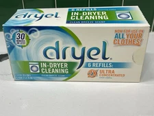 DRYEL At Home Dry Cleaning Cloths 6 Refills Ultra Conc Clean Breeze OPEN BOX