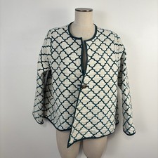Winding River Women’s L Teal White One Button Reversible Jacket USA Made