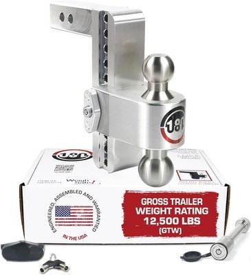 Weigh Safe 180 Hitch 8'' Drop Hitch & 2'' Receiver w/2pc Keyed Lock Set 12.5K GTW