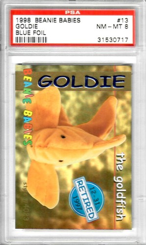 1998 Beanie Babies Goldie Blue Foil #13 PSA 8 The Goldfish