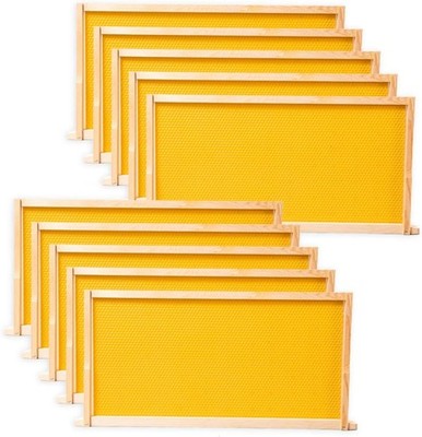 10 Pack Beehive Frames & Wax Foundations for Deep Brood Bee Hives 9-1/8-Inch New