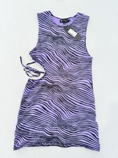 Motel Rocks Kinsey Purple Black Wavy Cut Out Bodycon Mini Dress Size M New