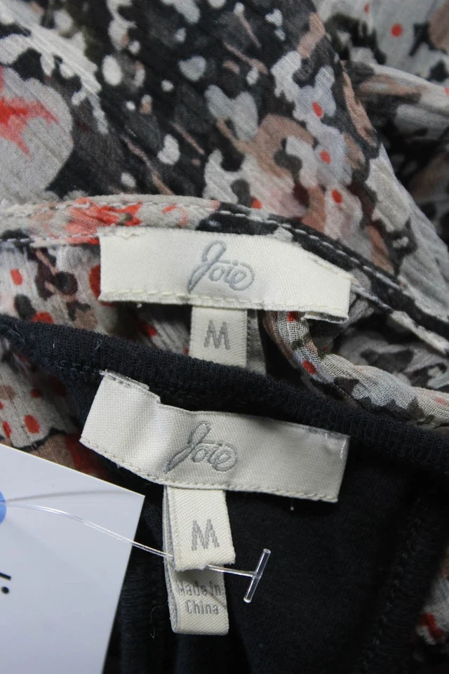 Camiseta sin mangas Joie para mujer de algodón sin mangas transparente en capas floral negra talla M Foto 4 de 4