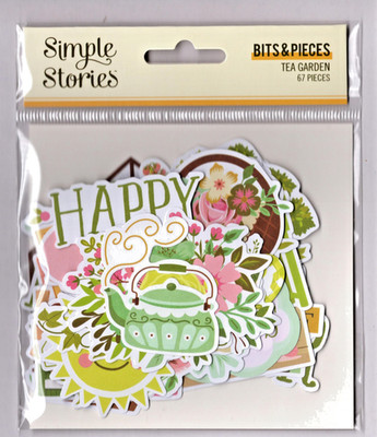 Simple Stories TEA GARDEN BITS & PIECES (67pc) DIE-CUTS scrapbooking journals