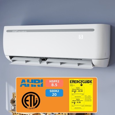 12000 BTU 20SEER2 Mini Split Air Conditioner Cool Heat Pump System Ductless 115V