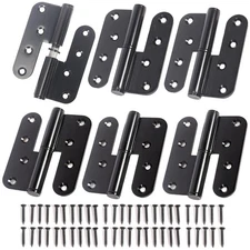 6-Pack Black Heavy Duty Lift Off Hinge, 4" X 3.5 Inch H-Shaped Door Hinges, D...