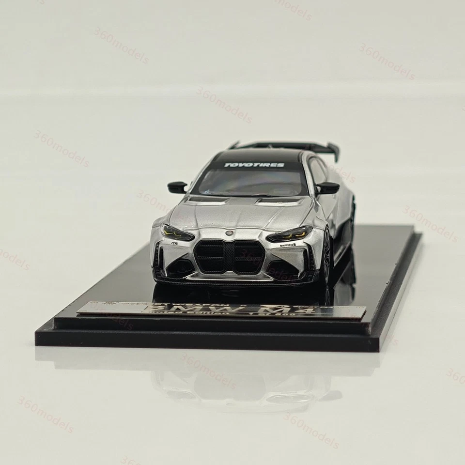 SW 1:64 BMW M4 G82 Silver Sports Diecast Models Car Limited Collection - Photo 2/4