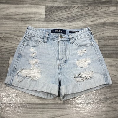 Hollister Button Fly High Rise Denim Boyfriend Shorts Womens 0 / 24 Y2K Jorts