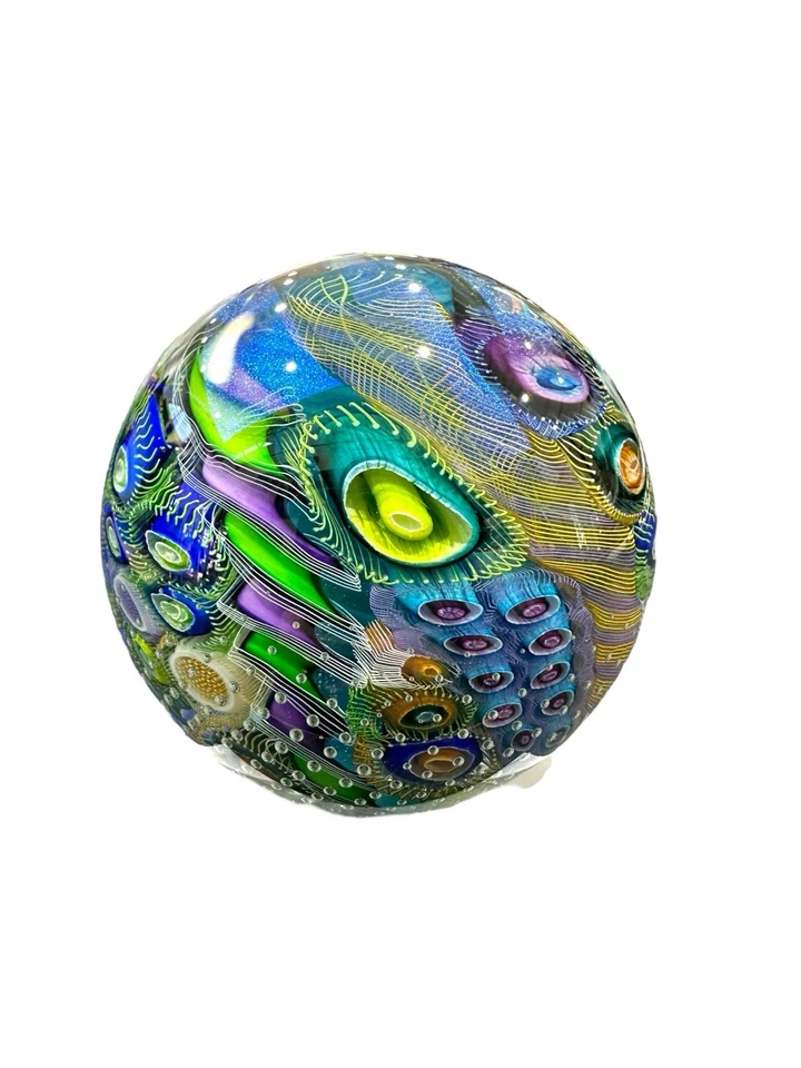 NUEVO vidrio artístico firmado orbe de 4” inspirado en paisajes marinos por Scott Garrelts Foto 3 de 4