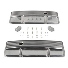 Polished Tall Retro Finned Valve Covers For 58-86 Chevy Sbc 327 350 400