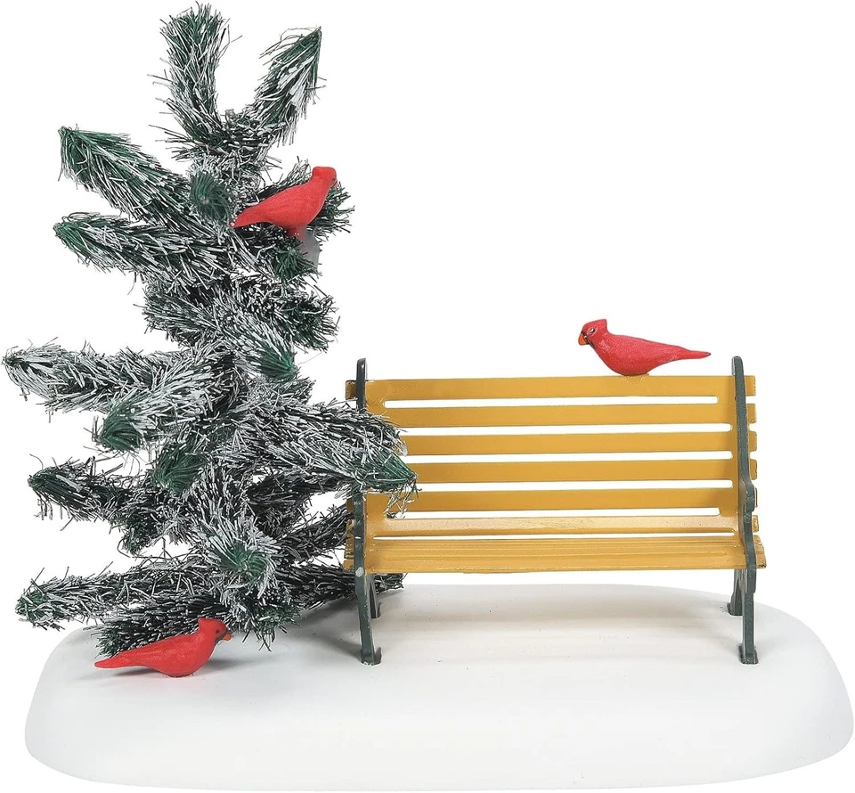 Cardinal Christmas Bench Department 56 Snow Village Accessories 6007663 tree