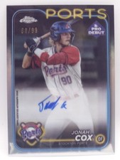 2024 Topps Pro Debut - Chrome Jonah Cox #PDC-61 Refractor Autographs /99 (AU,...