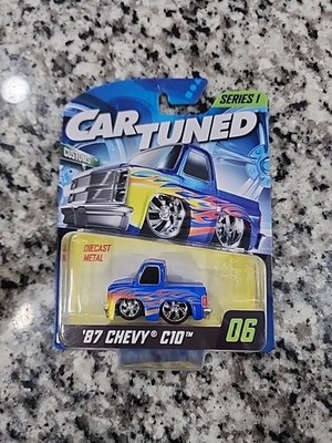 Car Tuned Series 1 1987 Chevy C10 Diecast Metal Blue Yellow Orange Red Customs