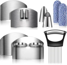 9 Pieces Finger Guard for Cutting Vegetables, Stainless Steel Silver 