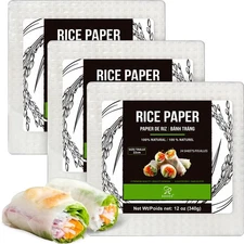 Rice Paper, White Rice Paper Wrappers, 3 Pack, 102 Sheets-Fresh Spring Roll W