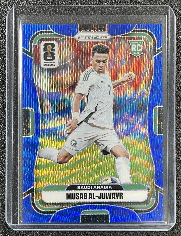 MUSAB AL-JUWAYR 2026 PANINI PRIZM WORLD CUP #388 ROOKIE BLUE WAVE RC 07/55