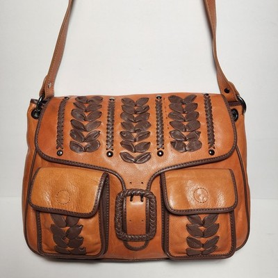 ISABELLA FIORE HAND WHIP STITCHED STUDDED SADONA CROSSBODY HOBO SADDELBAG $645