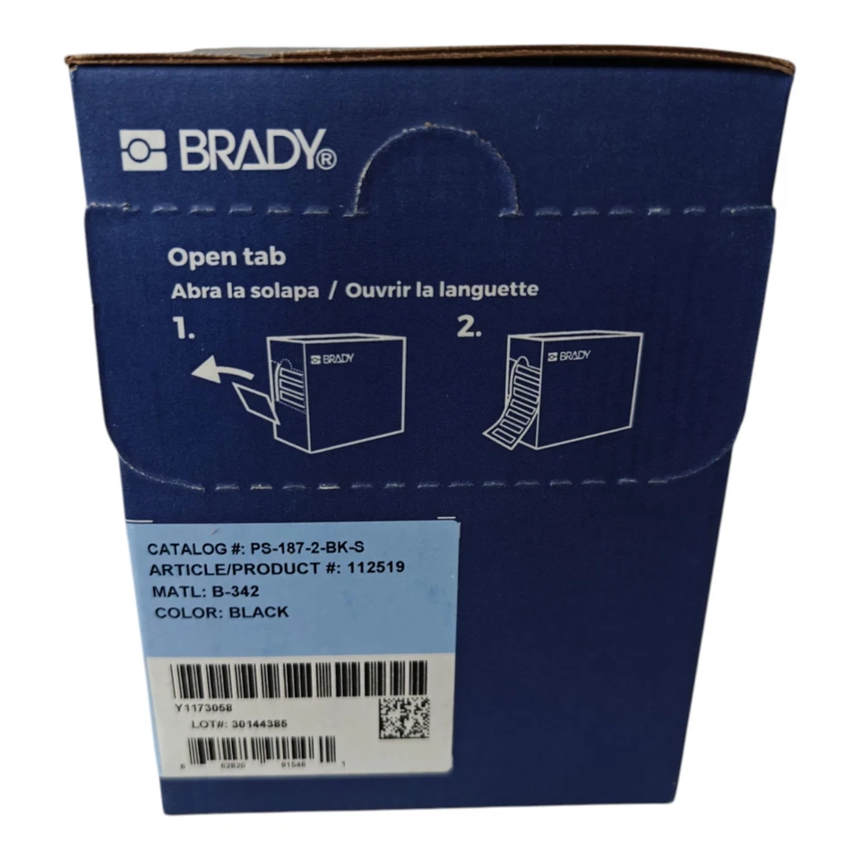 Impresoras de núcleo de 3/16" BRADY PermaSleeve PS-187-2-BK-S Foto 2 de 4