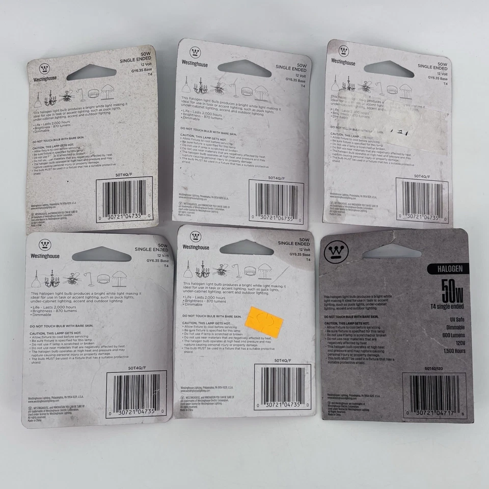 (6-Pack) Westinghouse 50T4Q/F/CD 50W 12V Lamp Light Bulb GY6.35 Frost - Image 2 of 4