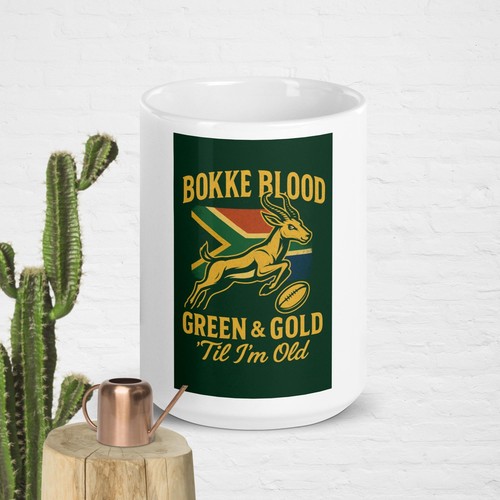 South African Rugby Bokke White glossy Coffee mug - Picture 3 of 4