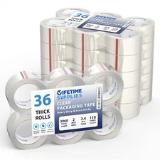 6/36 Rolls of 2" x 110/65 yd Heavy Duty Shipping Tape - 2.2/2.4 Mil Packaging