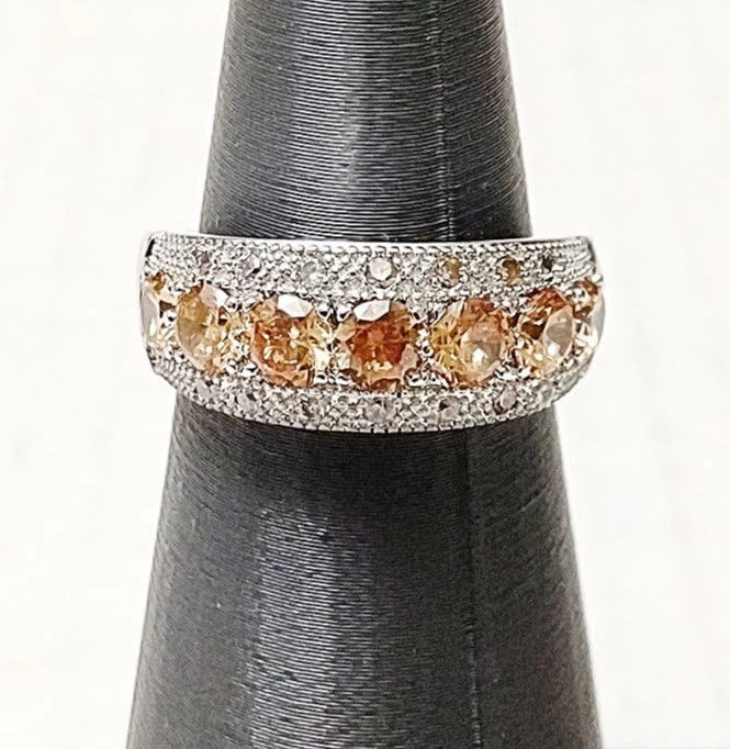 Anillo Plato Plata Piedras Preciosas Morganita Champagne con Caja de Regalo, Nuevo con Etiqueta Foto 4 de 4