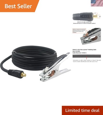 200 Amp Welding Ground Clamp Lead Assembly - Dinse 35-70 Connector - AWG cabl...