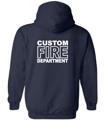 Custom Fire Dept Hoodie. Personalized. White Print