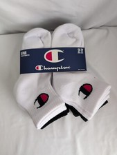 NWT Champion Youth Black And White Quarter Socks 8-Pairs 5Y-7Y
