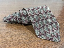 Bill Blass Neck Tie - All Silk - Made in USA - Red & Gold Geometric