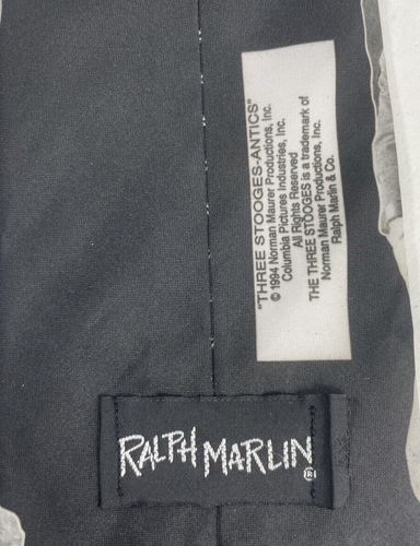 Three Stooges Mens Tie Short, Black & White Ralph Marlin - 第 3/8 張圖片