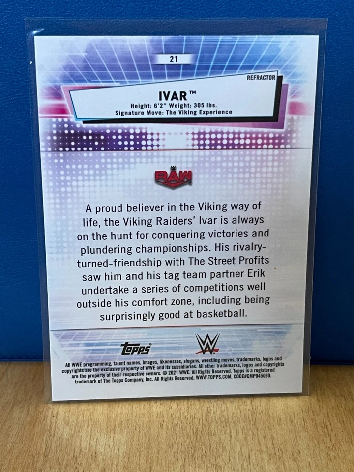 2021 Topps WWE Chrome Base #21 Ivar wrestling card - Image 2 of 2