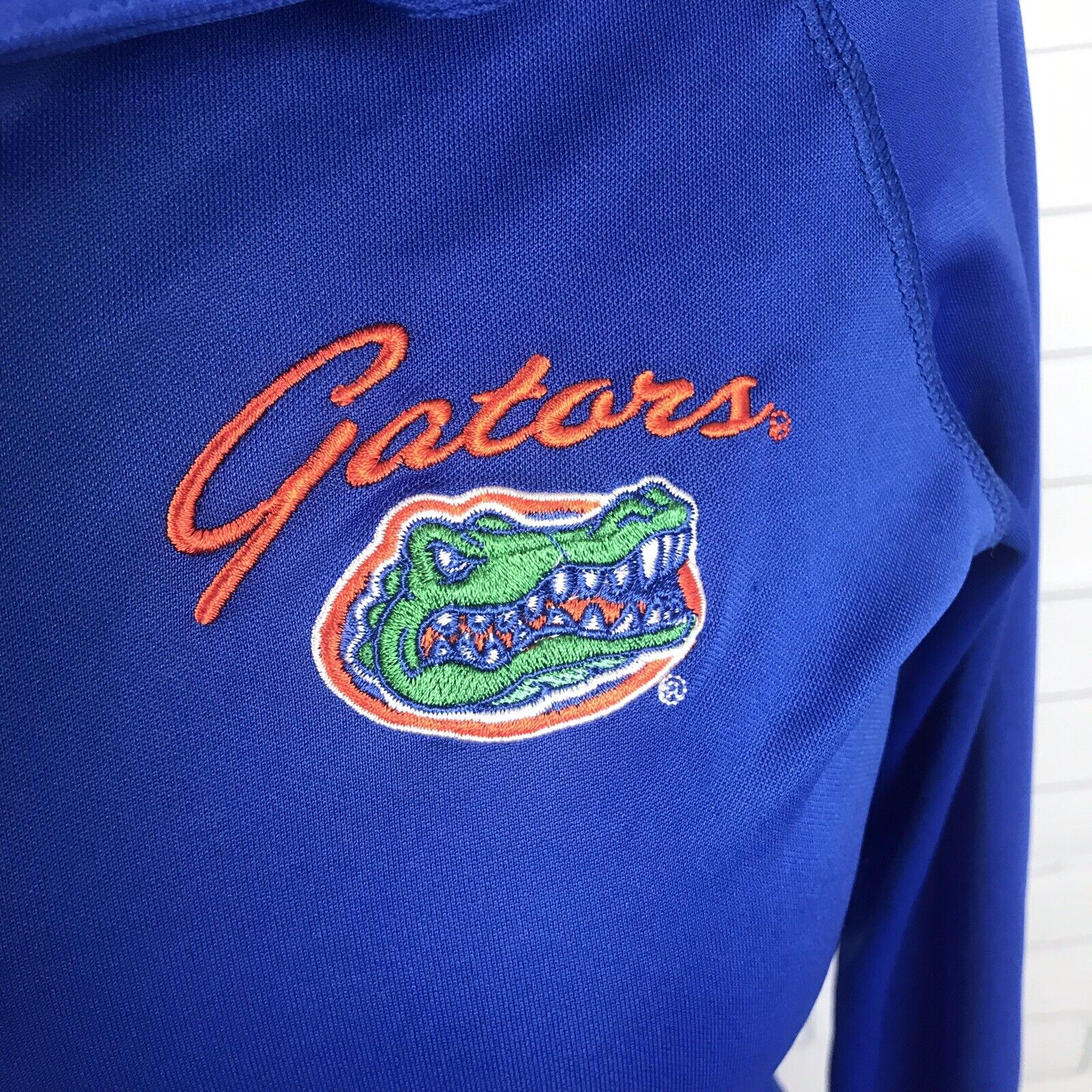 Florida Gators Women M Medium Blue Stretch Logo Spell Out 3/4 Zip Up Long  Sleeve eBay