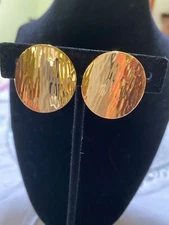 Napier Textured Shiny Gold Clip Earrings