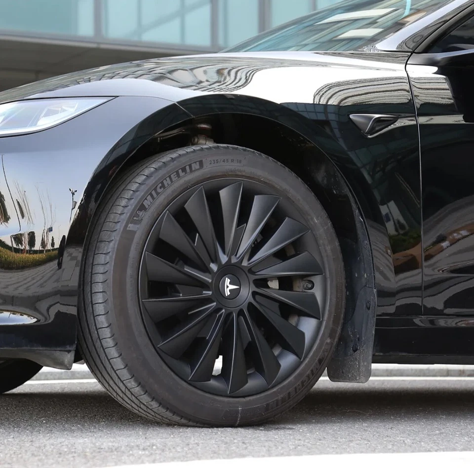 2024 HIGHLAND Tesla Model 3 4 x 18" Wheel Covers Cover Hub Cap T Logo - Image 3 of 4