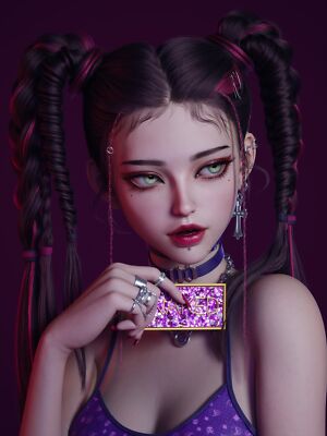 Anime Hong Wei CGi Women Twintails Portrait Purple  Gaming Mat Desk 4882