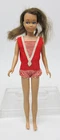 Vintage Brunette Skipper Barbie Doll 1963 Red Stripe Outfit Swimsuit CUT HAIR