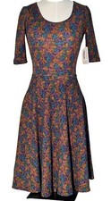 LuLa Roe XXS Nicole Dress Fit & Flare Knee Length NWT