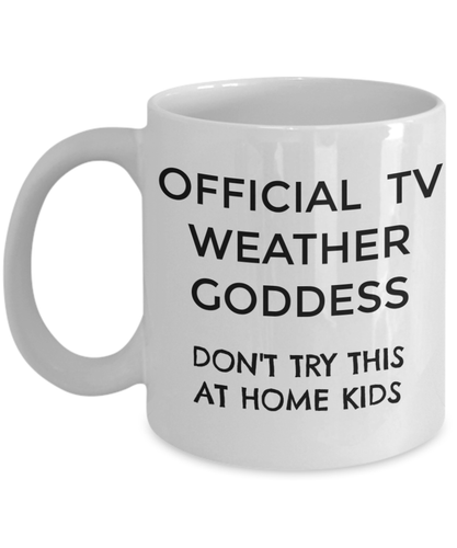 Female Meteorologist Mug Official TV Weather Goddess Don't Try This At Home Kids - Picture 2 of 2