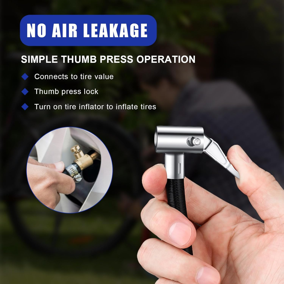 Car Tire Inflator Hose Adapter, Lock On Air Chuck with Standard Tire